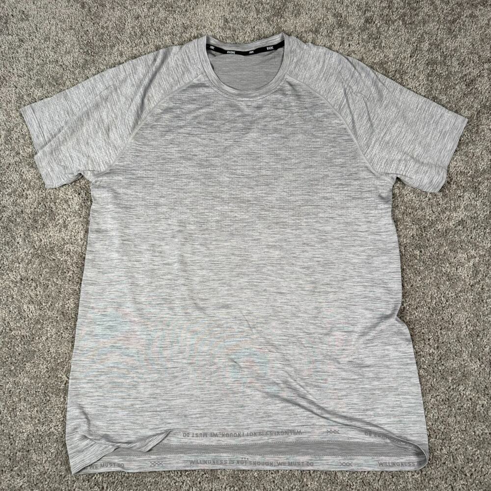 Rhone Active T Shirt Mens Size Large Gray Vented Poly Blend Slim Fit A1